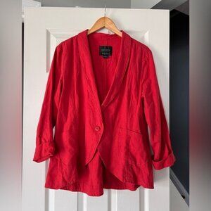 Sanctuary Women’s Red Oversized Blazer Jacket Linen Blend Size XL One Button Cas